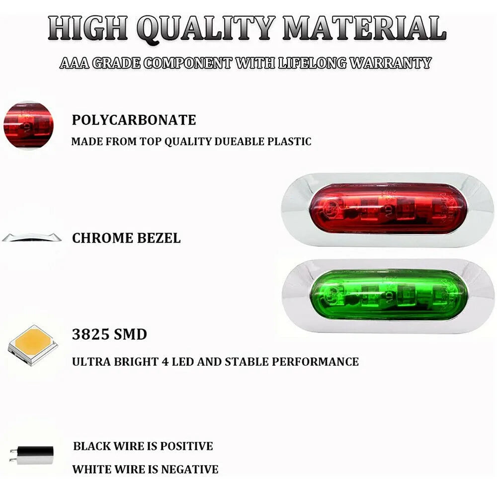 2Pcs Red Green Boat Navigation LED Lights