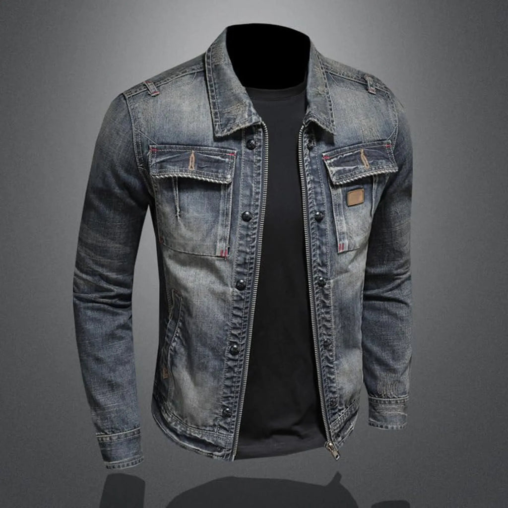 Vintage Denim Jacket Men's With Windbreaker