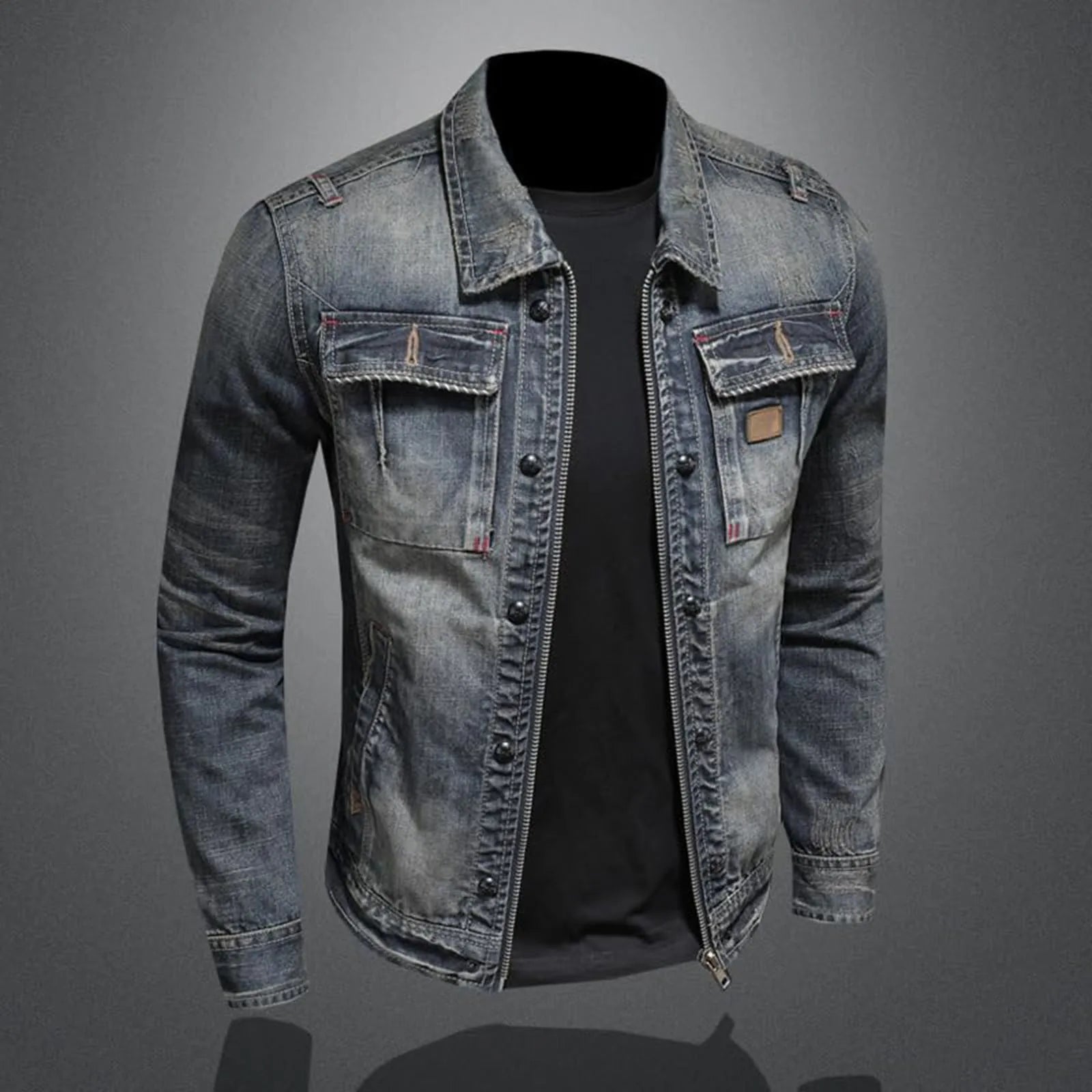 Vintage Denim Jacket Men's With Windbreaker