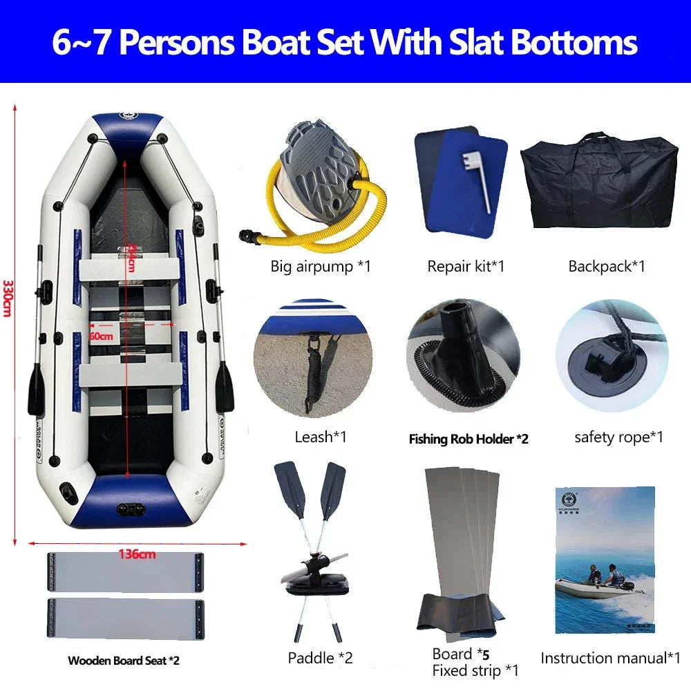 1.75-3.3m  Inflatable Boat with Slats Bottom for 1~6 Persons
