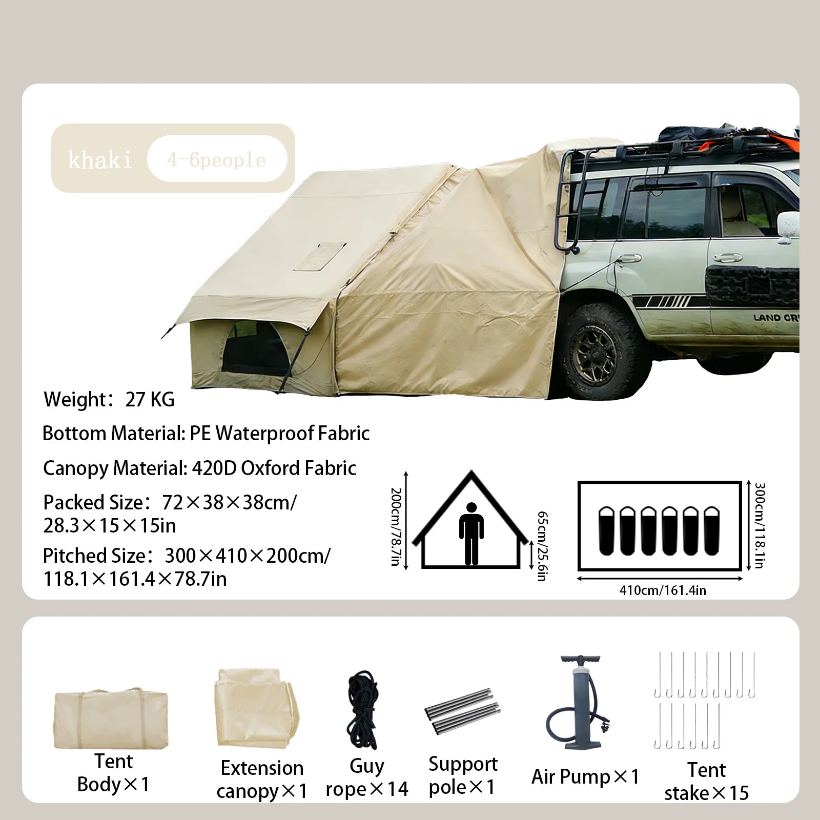 Large Inflatable Camping Tent with Skylight,