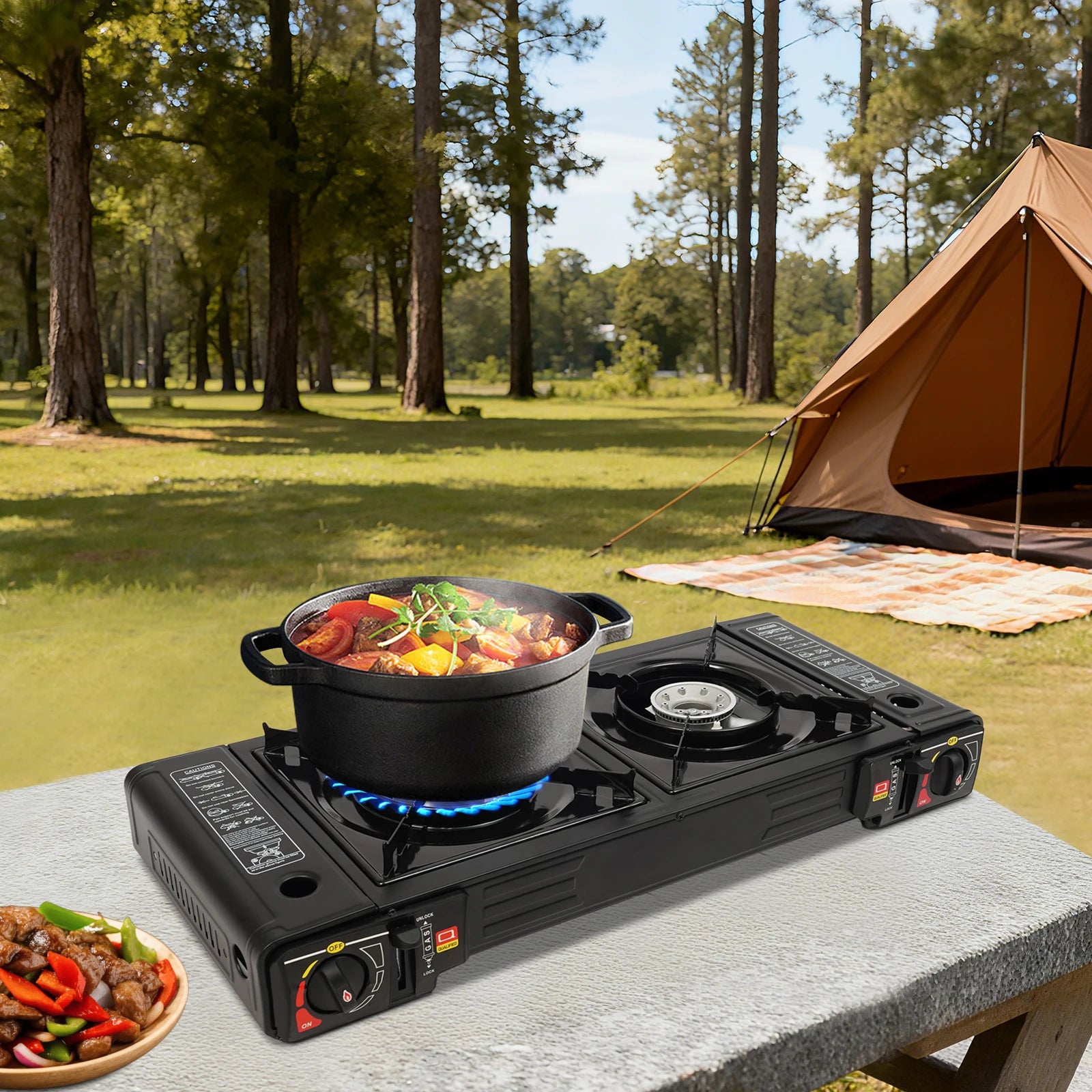 2 Burners Portable Camping Stove,