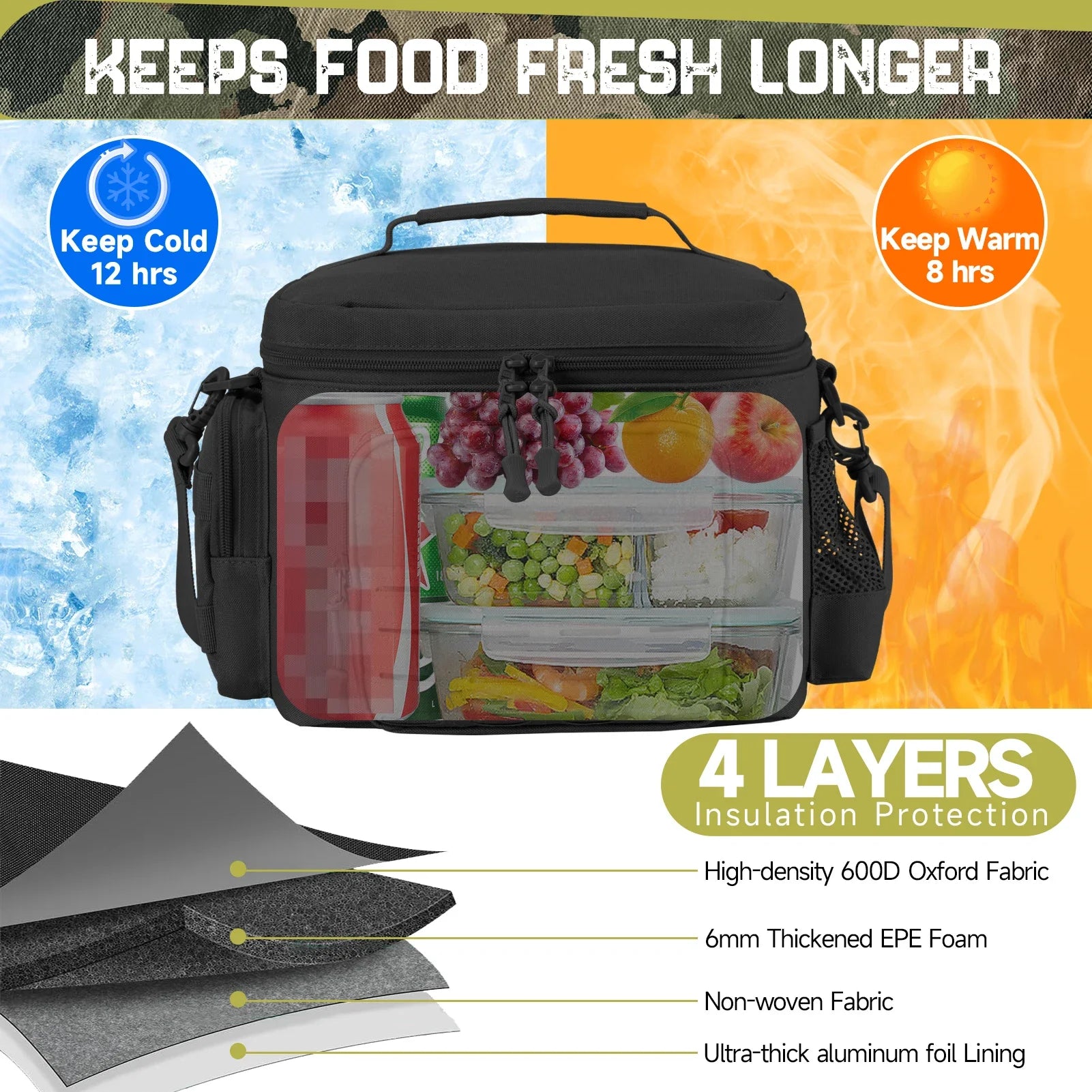Cooler Bag   Leakproof Insulated  Meal Camping Picnic