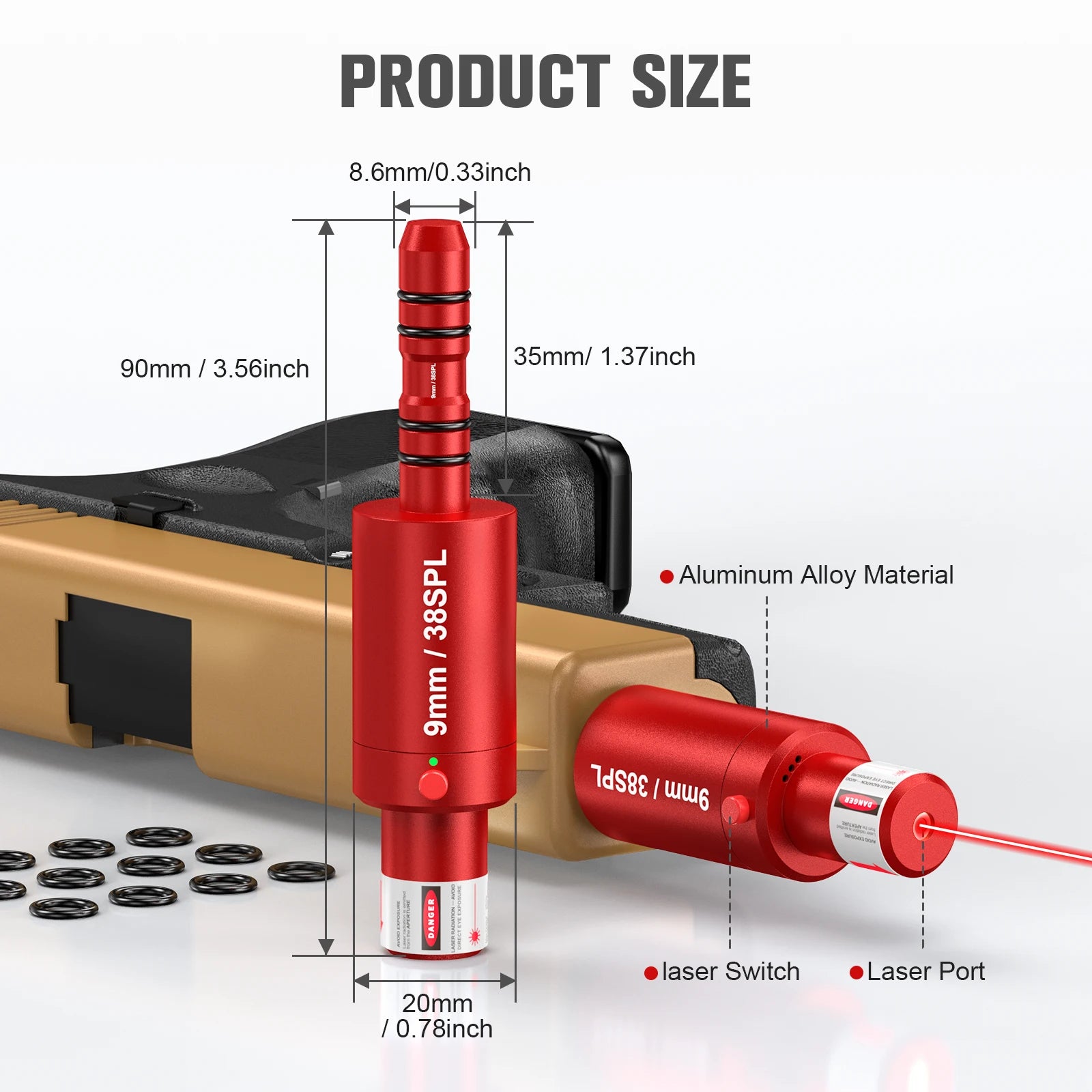 Pistol and rifle dry fire laser 9mm/38SPL laser training tool