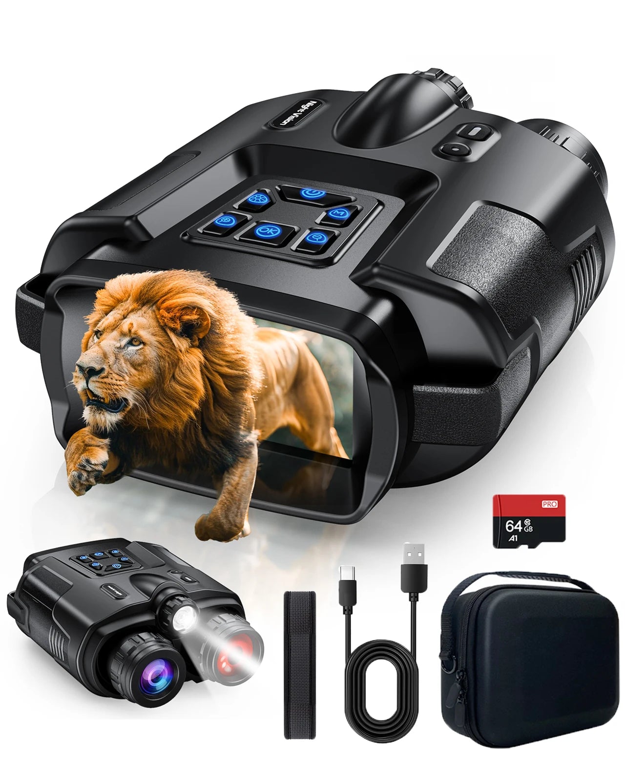 4K Night Vision Binoculars for Adults With Tactical Light,
