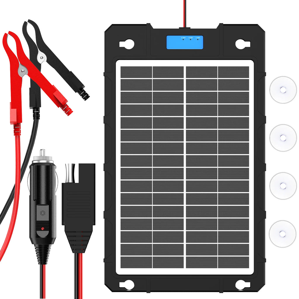 12V Solar Charger for Car Motorcycle Boat RV Batteries Maintenance