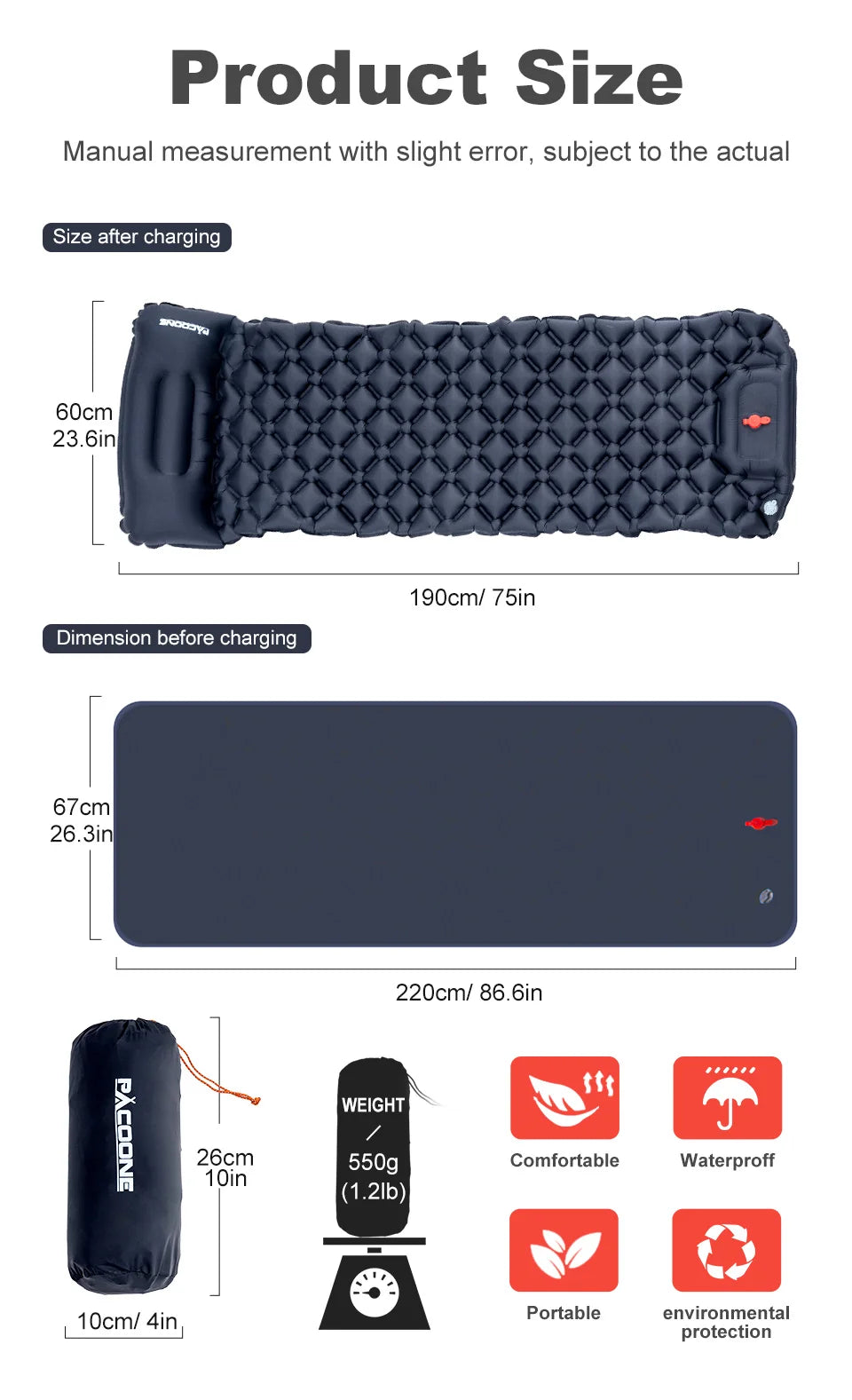 Inflatable Mattress Built-in Pump