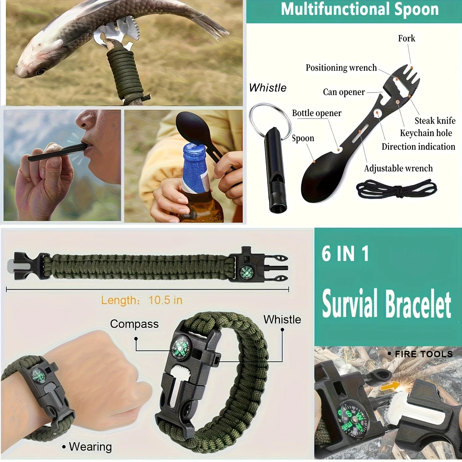 Survival Gear Kit, 20-in-1 Emergency Survival  kit