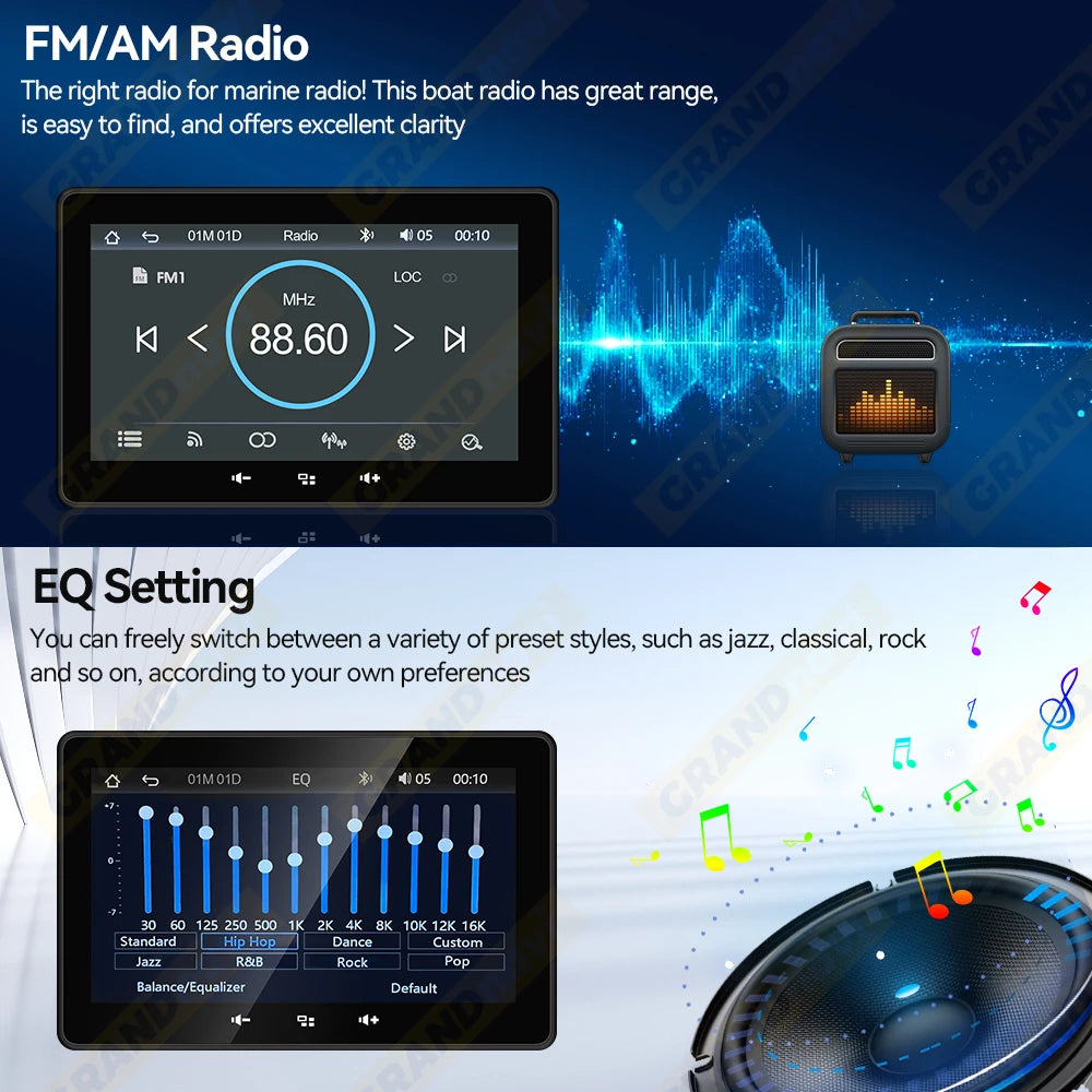 Wireless  Waterproof Bluetooth FM AM AUX For Boat