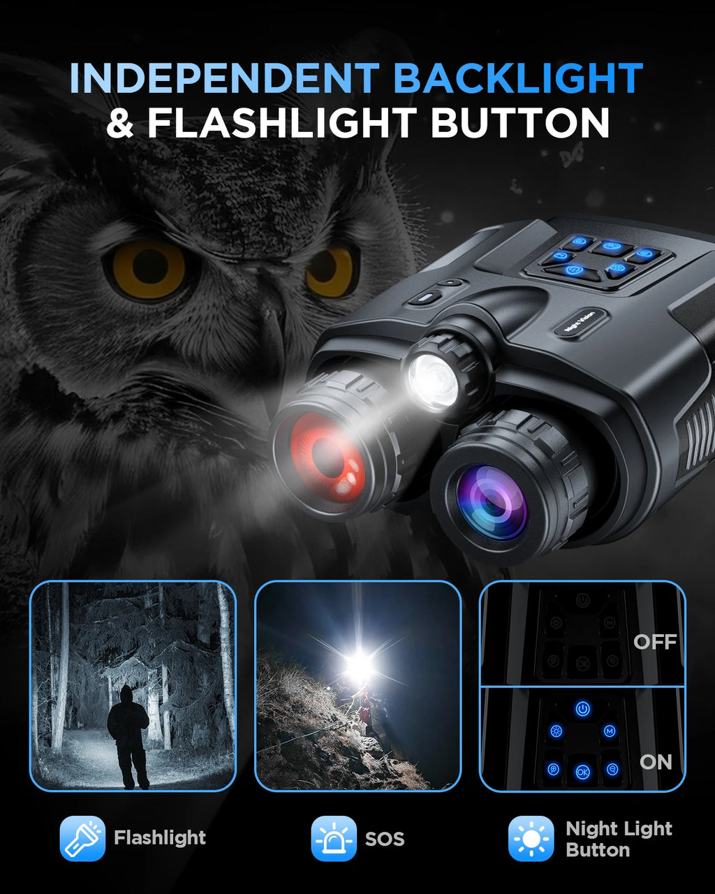 4K Night Vision Binoculars for Adults With Tactical Light,