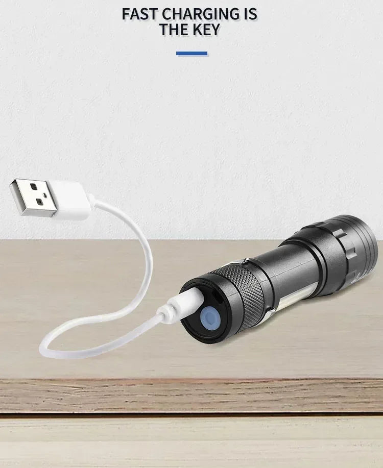 Rechargeable LED Flashlight Zoomable