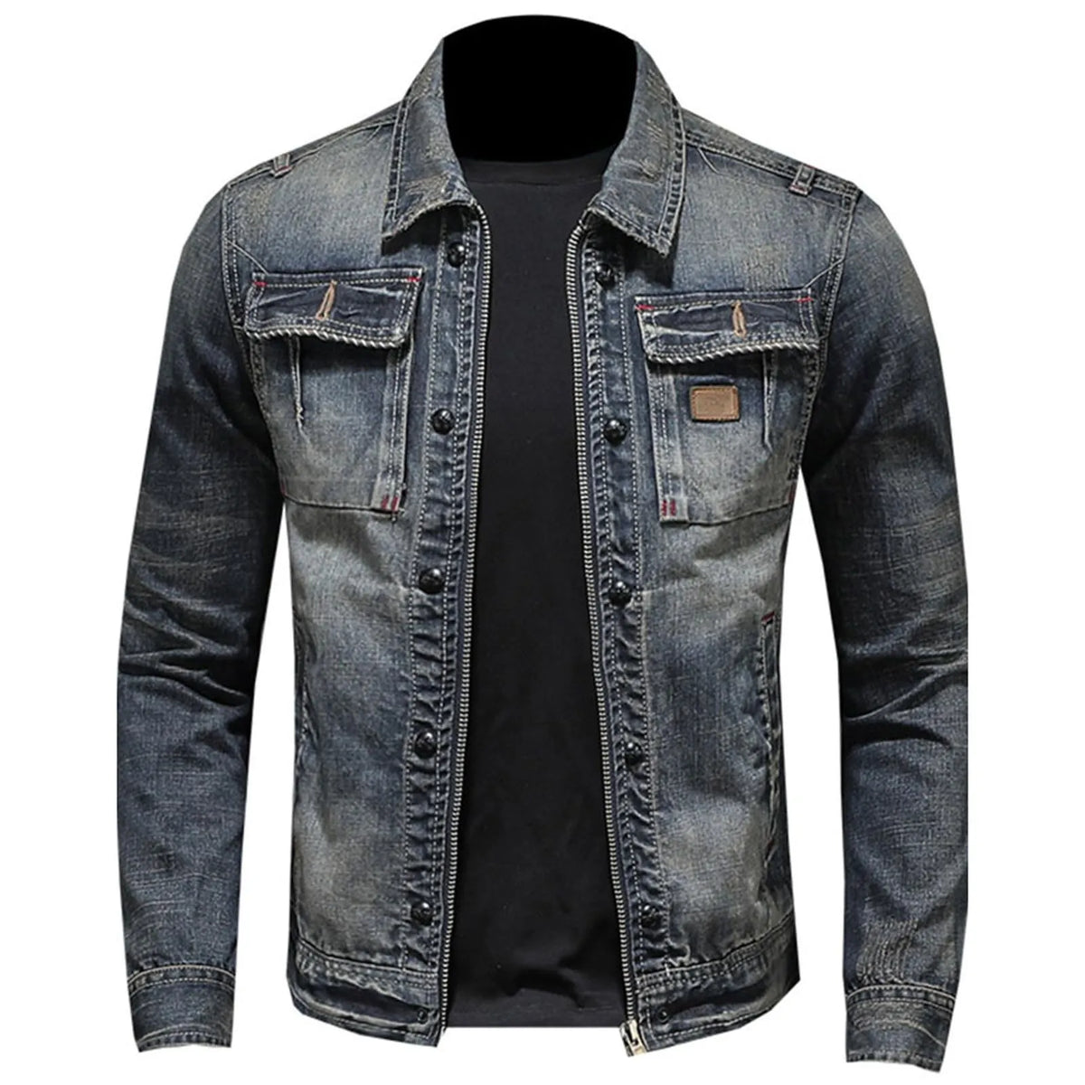 Vintage Denim Jacket Men's With Windbreaker