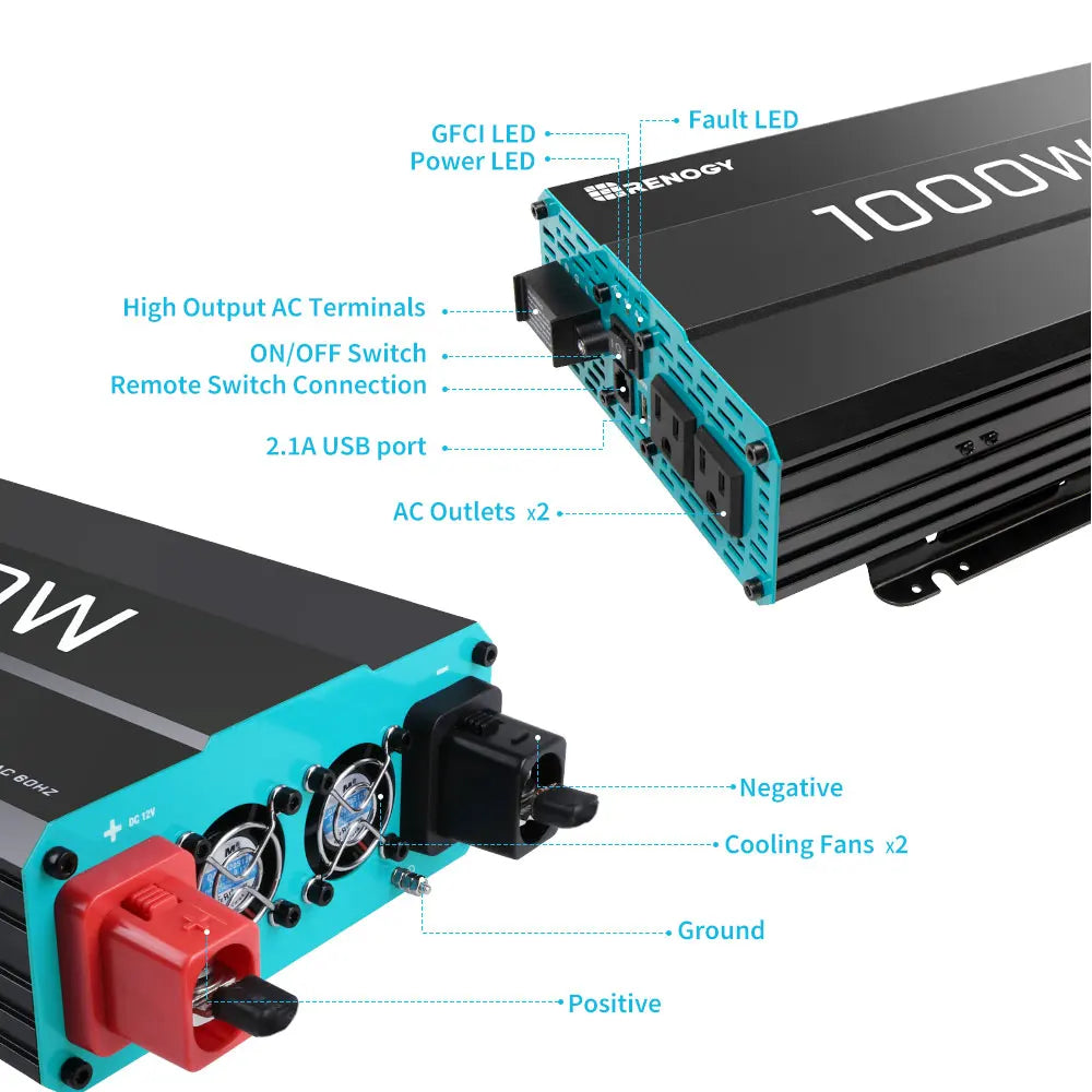 1000W Pure Sine Wave Inverter 12V  to 120V
