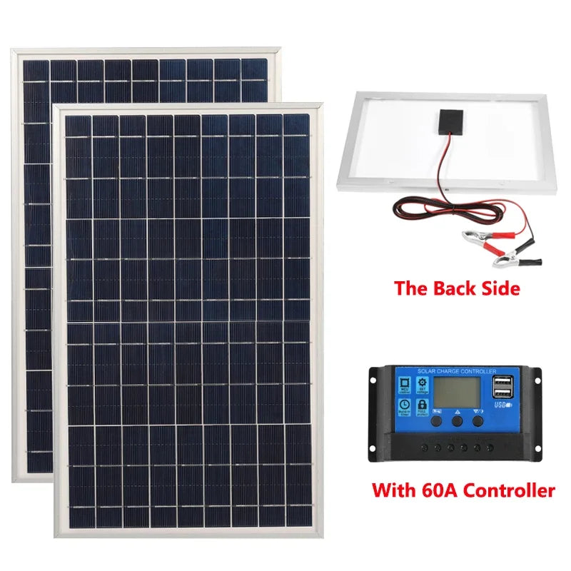 300W 12V Solar Panel Kit Complete  USB
