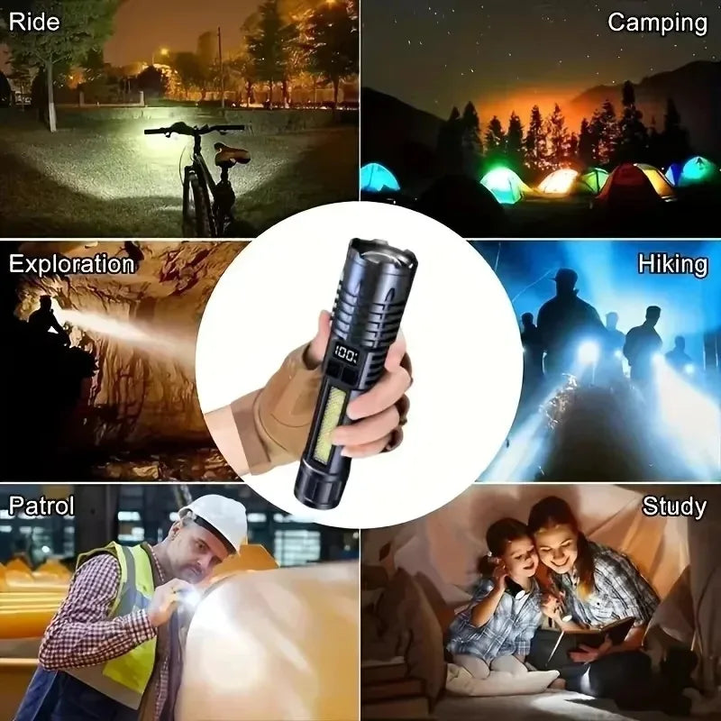 Super Bright COB LED Flashlight With Side Light