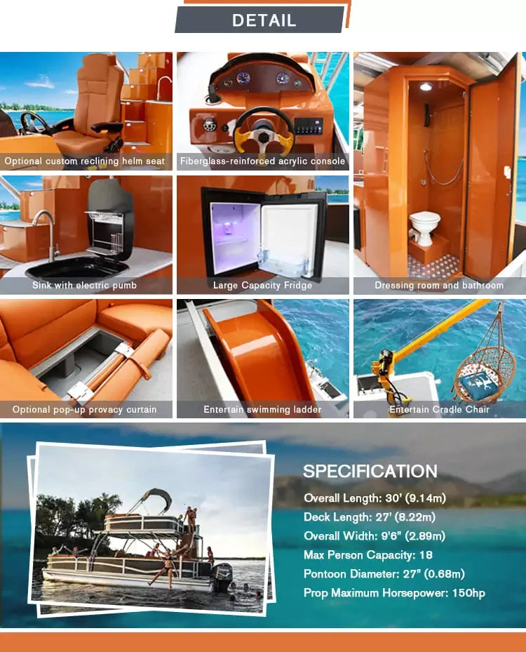 High Speed Luxury Jet Boat Aluminum Hull Inboard Engine