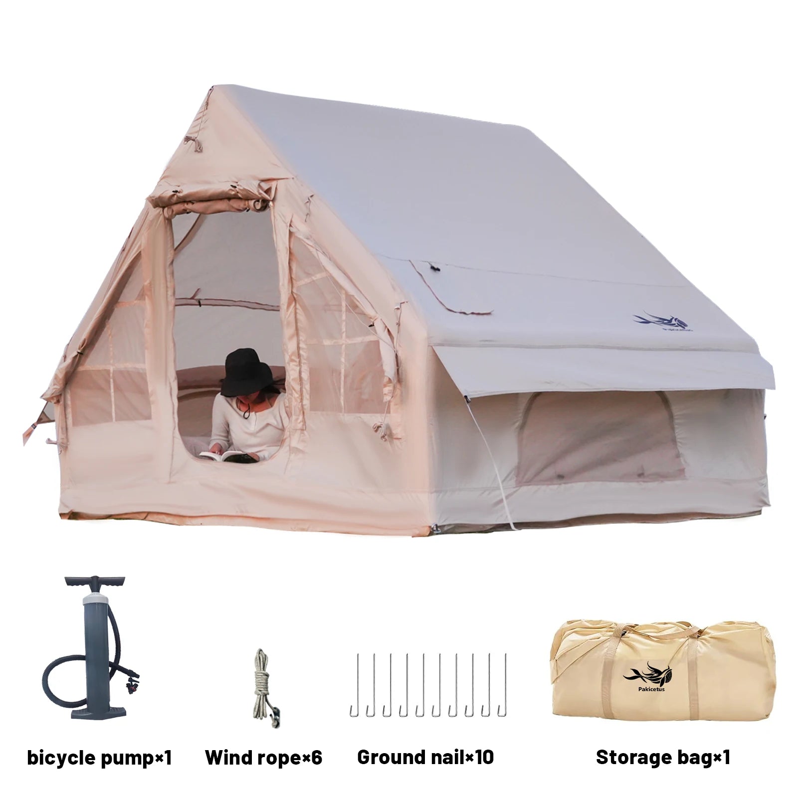 Inflatable Luxury Camping Tents With Stove Plug,
