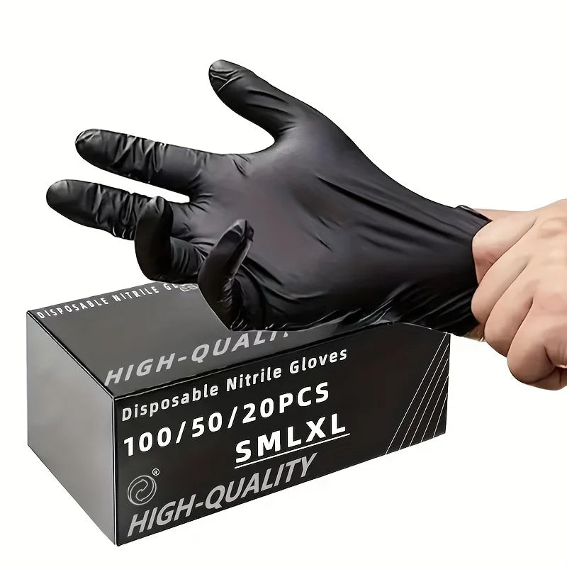 100/50/20PCS Black Nitrile Gloves Thickened Disposable Gloves