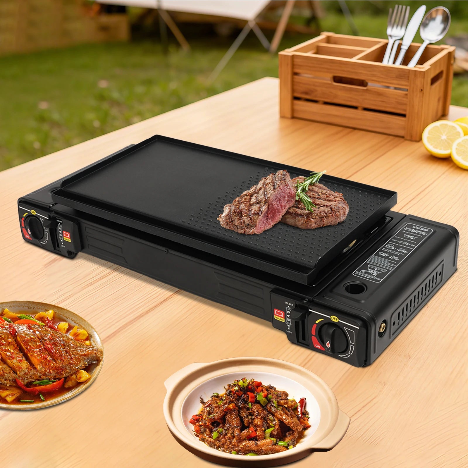 2 Burners Portable Camping Stove,