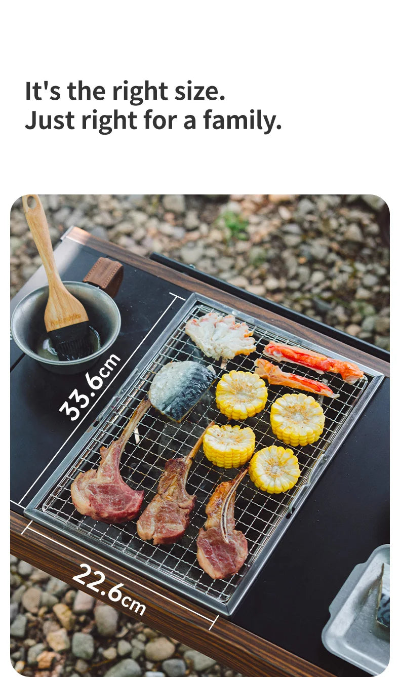 Naturehike Camping Charcoal Grill for IGT Table Portable Folding Barbecue Grill with Tongs Outdoor Car Cooking BBQ Rack