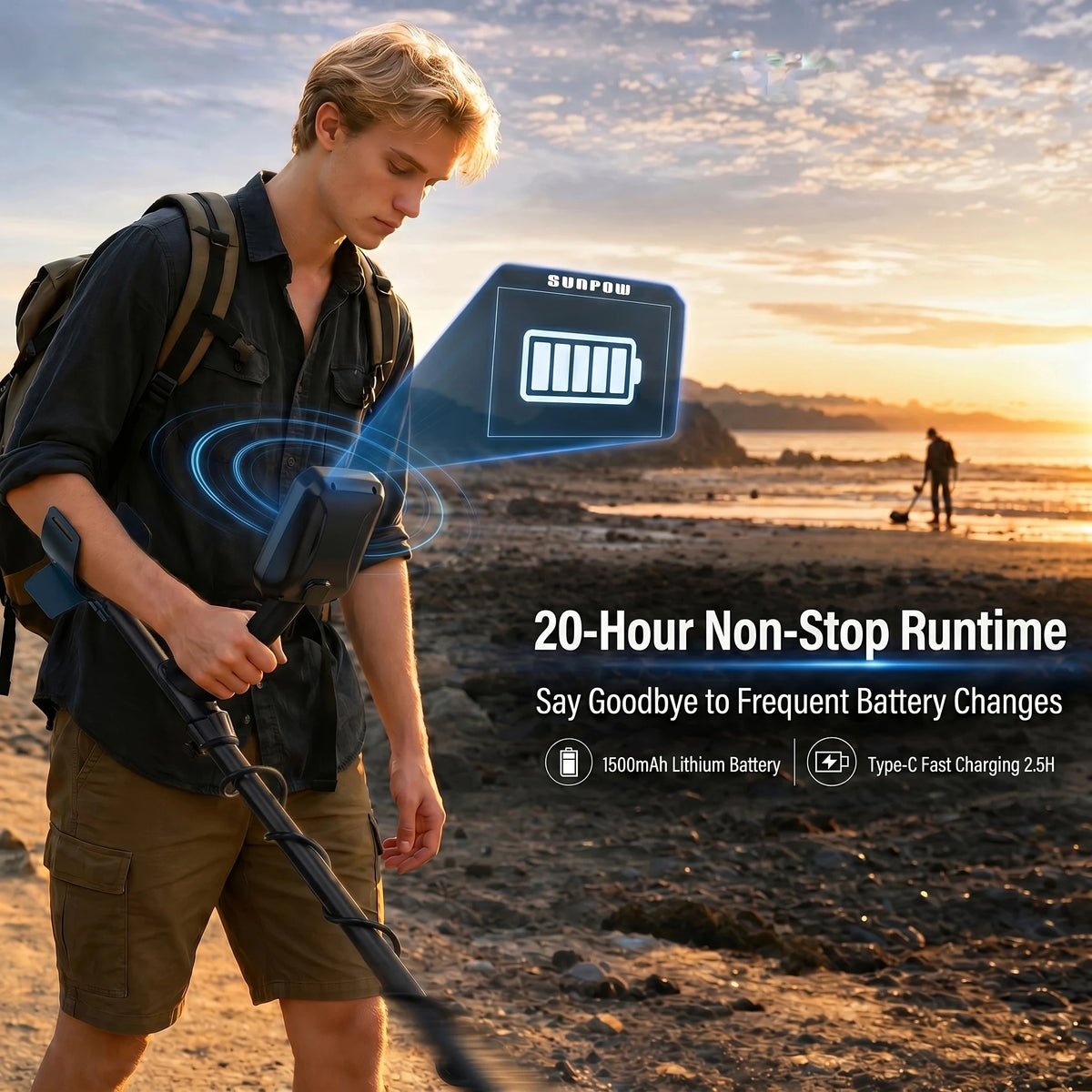 Metal Detector for Adults,8" IP68 Waterproof Coil Rechargeable
