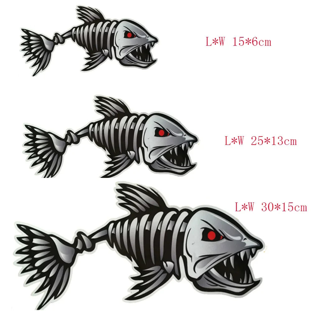2 Pieces/set Scary Fish Skeleton Sticker