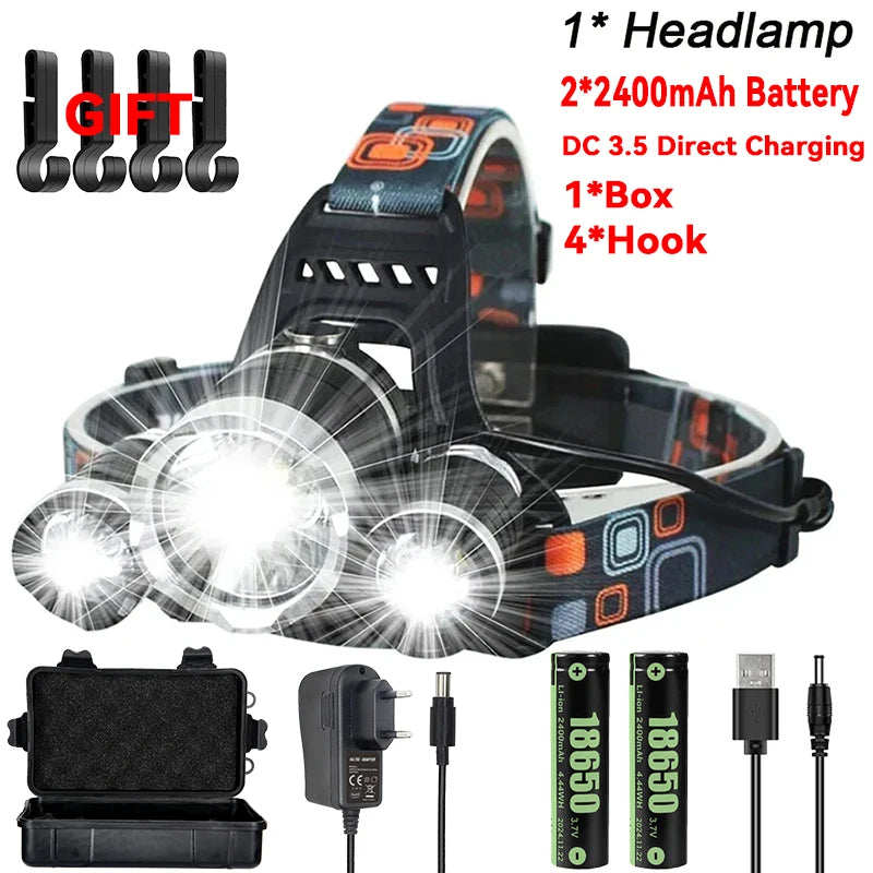 Rechargeable Headlamp Powerful Led Lantern Portable Headlight