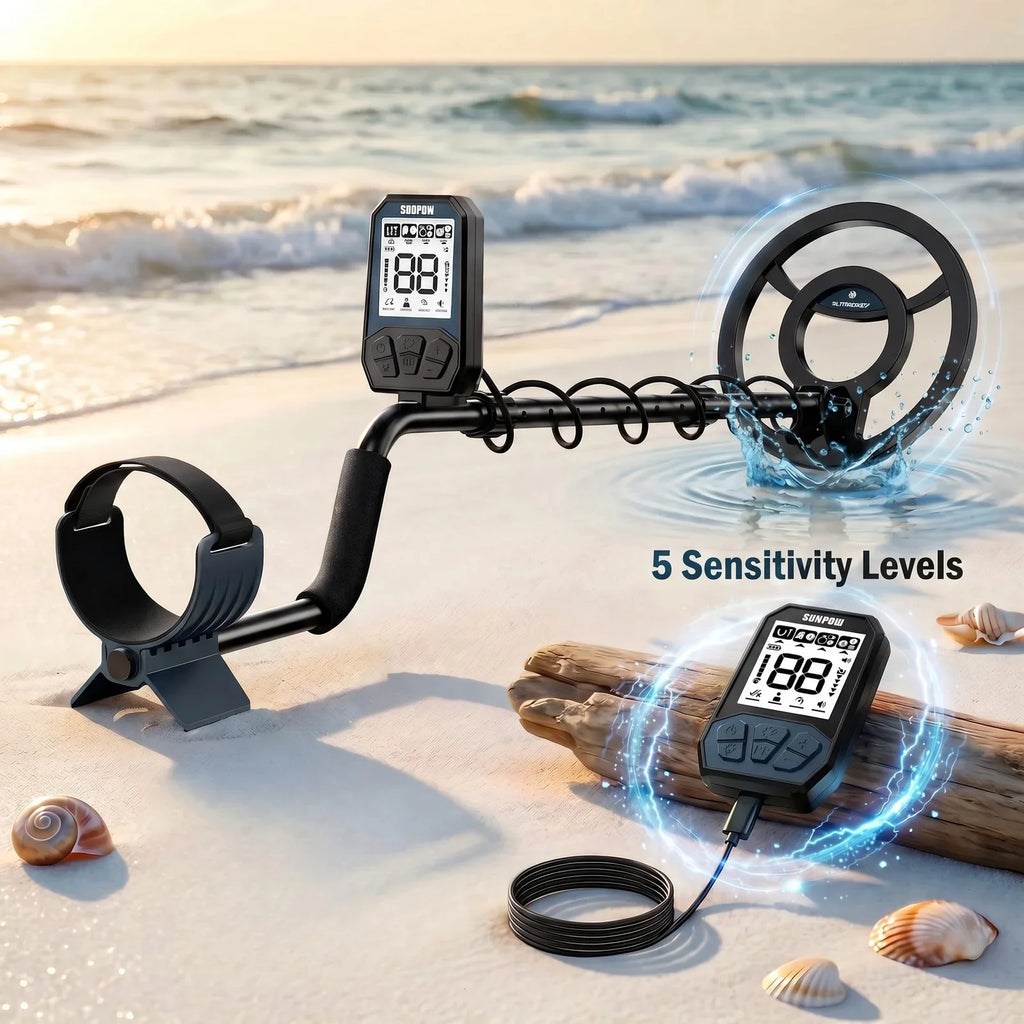 Metal Detector for Adults,8" IP68 Waterproof Coil Rechargeable