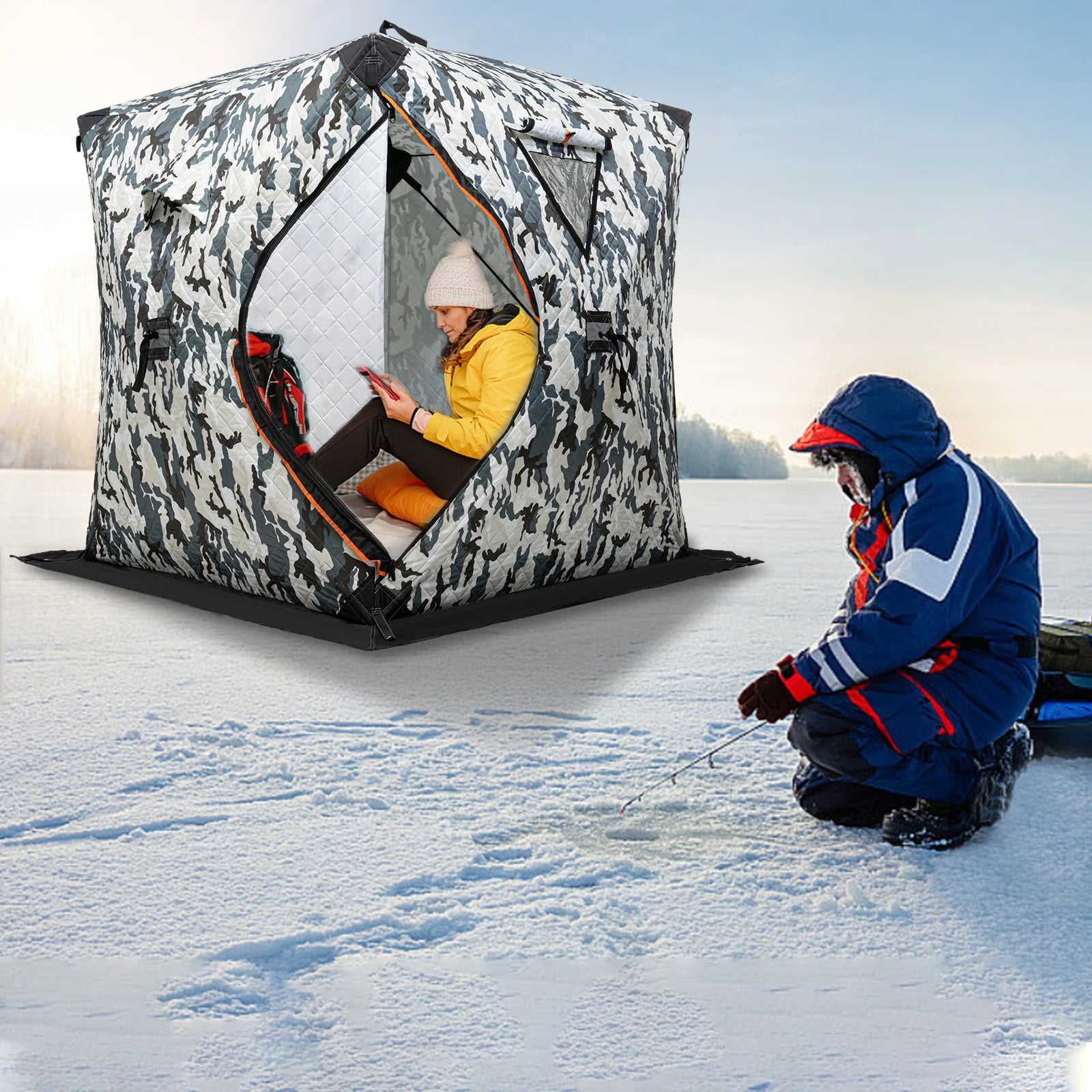 Orange/Blue/Red/Camouflage Ice Fishing Tent