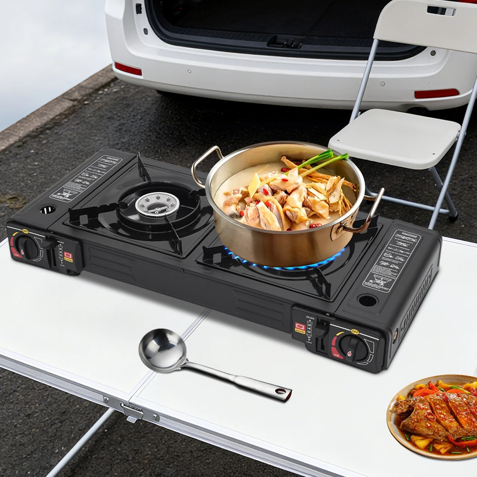 2 Burners Portable Camping Stove,