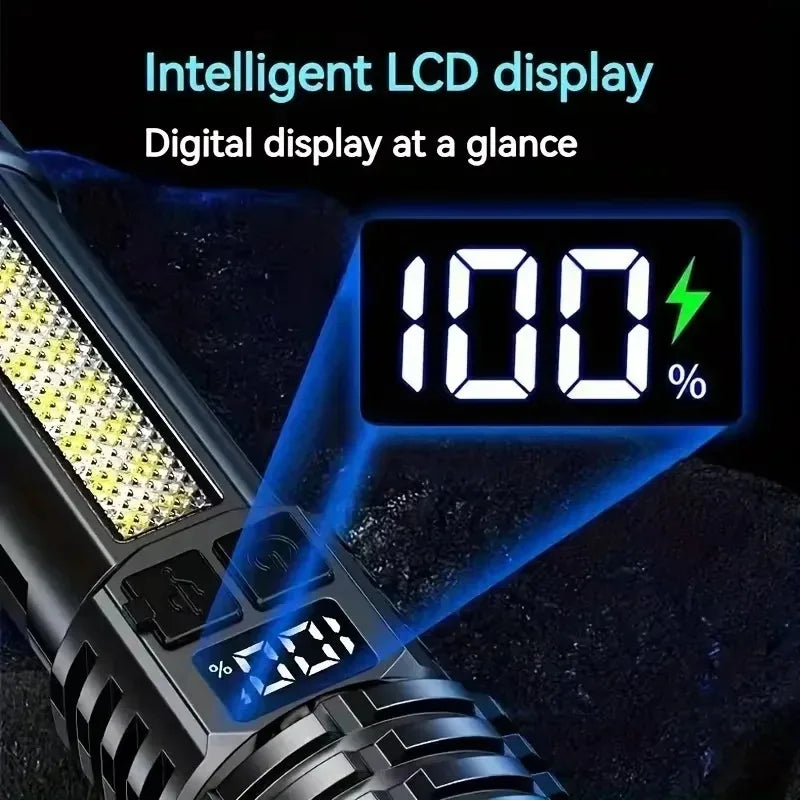 Super Bright COB LED Flashlight With Side Light