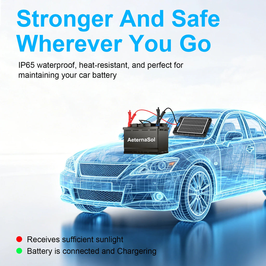 12V Solar Charger for Car Motorcycle Boat RV Batteries Maintenance