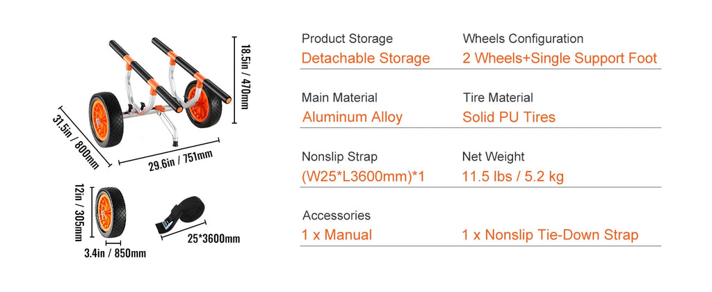 Detachable Kayak Trolley Cart