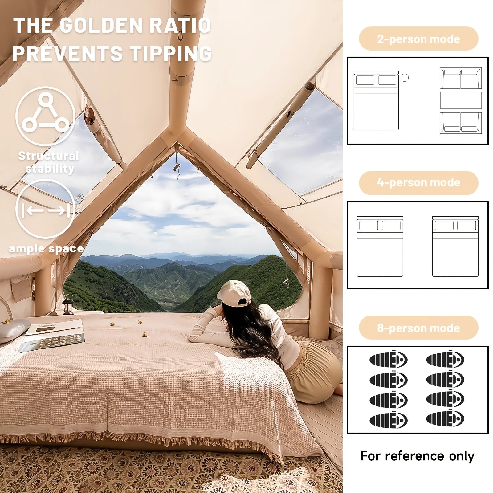Large Inflatable Camping Tent with Skylight,