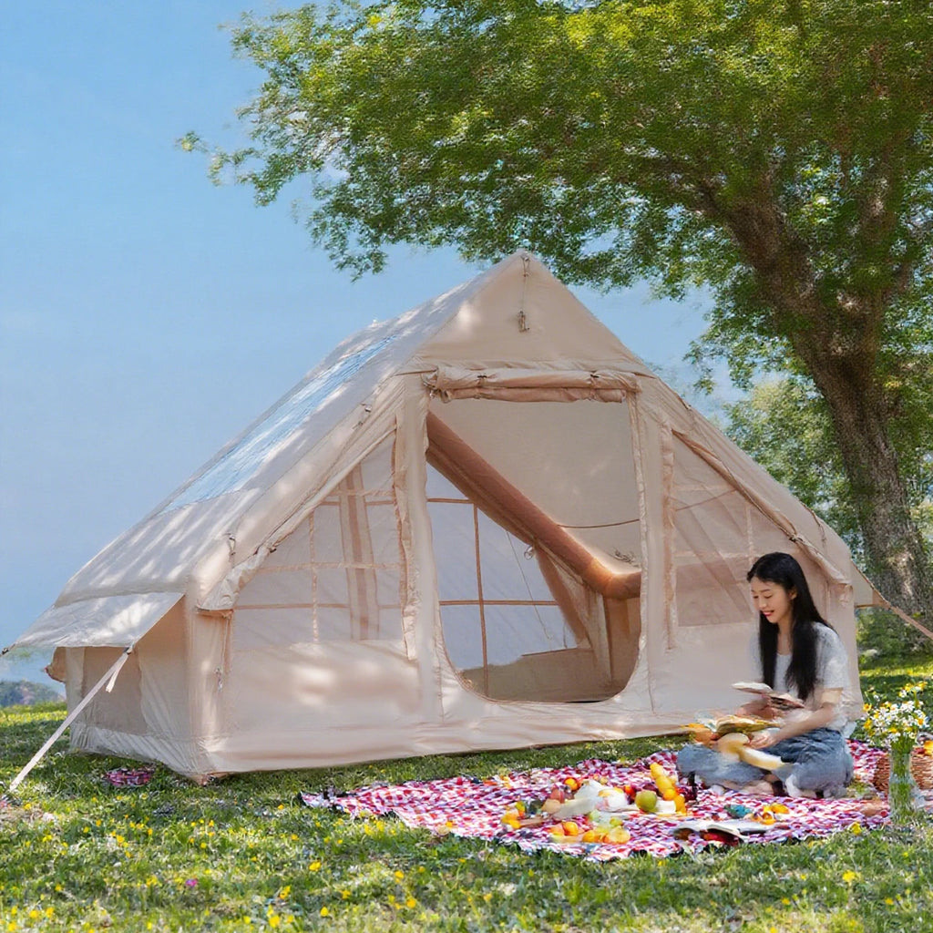 Inflatable Luxury Camping Tents With Stove Plug,
