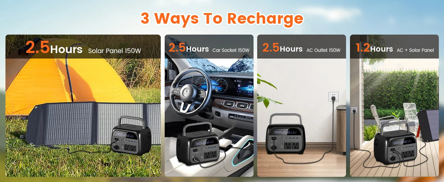 500W Portable Power Station 345.6Wh Solar Generator