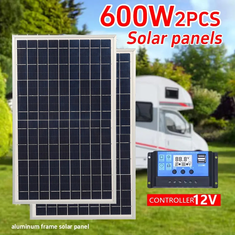 300W 12V Solar Panel Kit Complete  USB