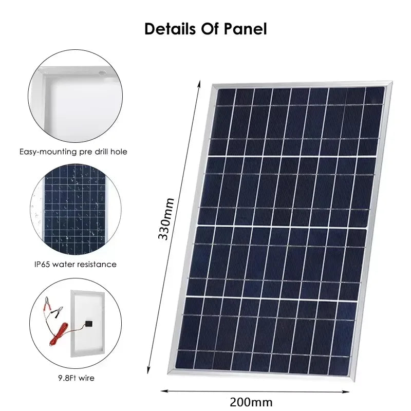 300W 12V Solar Panel Kit Complete  USB