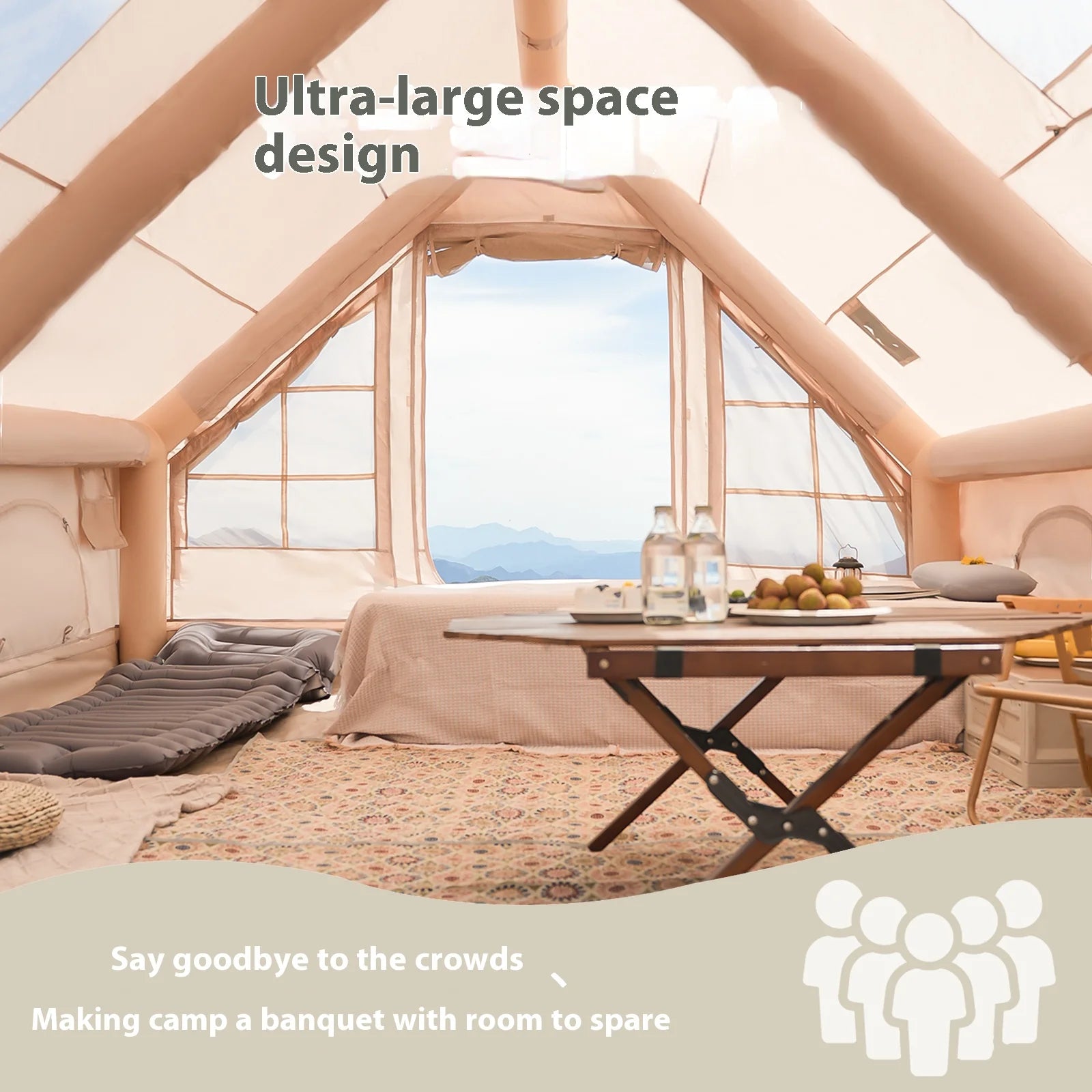 Inflatable Luxury Camping Tents With Stove Plug,