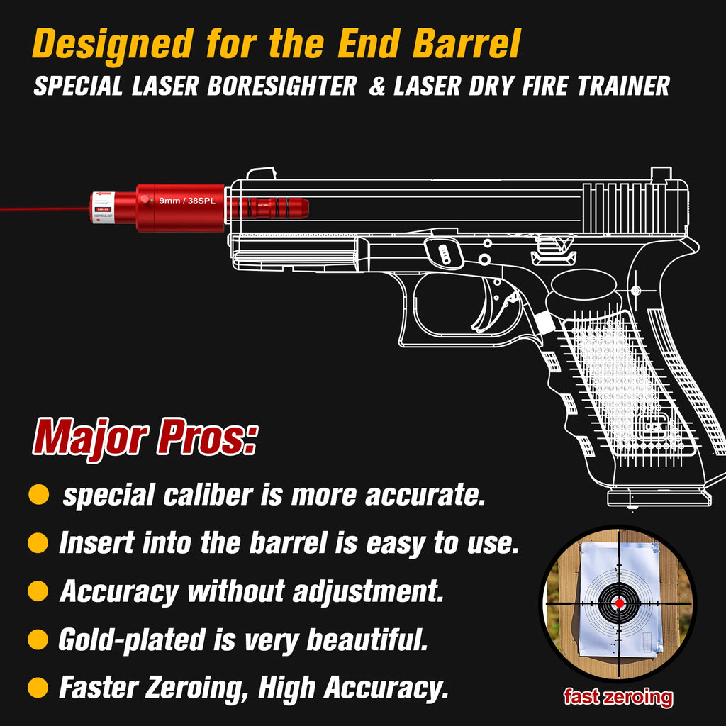 Pistol and rifle dry fire laser 9mm/38SPL laser training tool