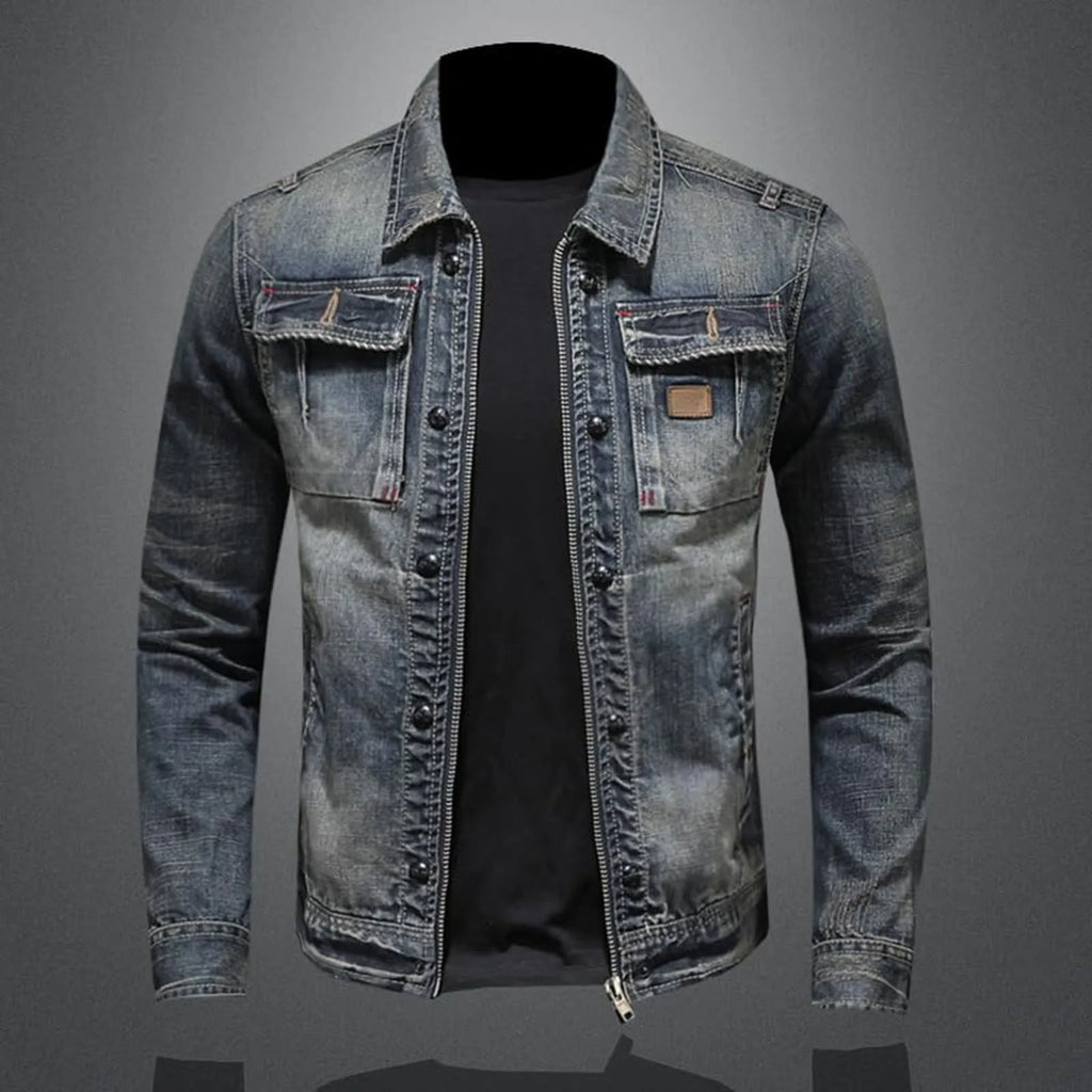 Vintage Denim Jacket Men's With Windbreaker