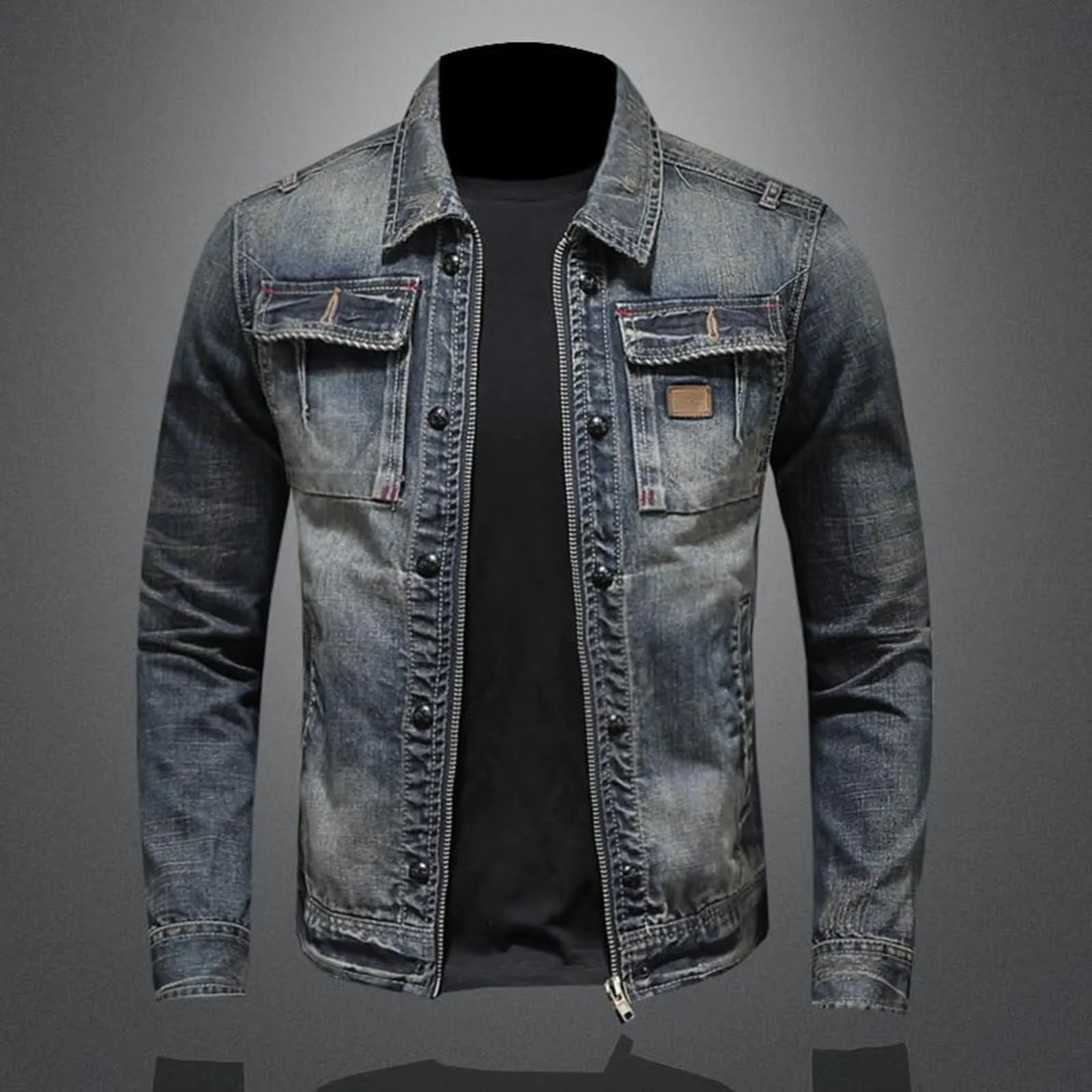 Vintage Denim Jacket Men's With Windbreaker