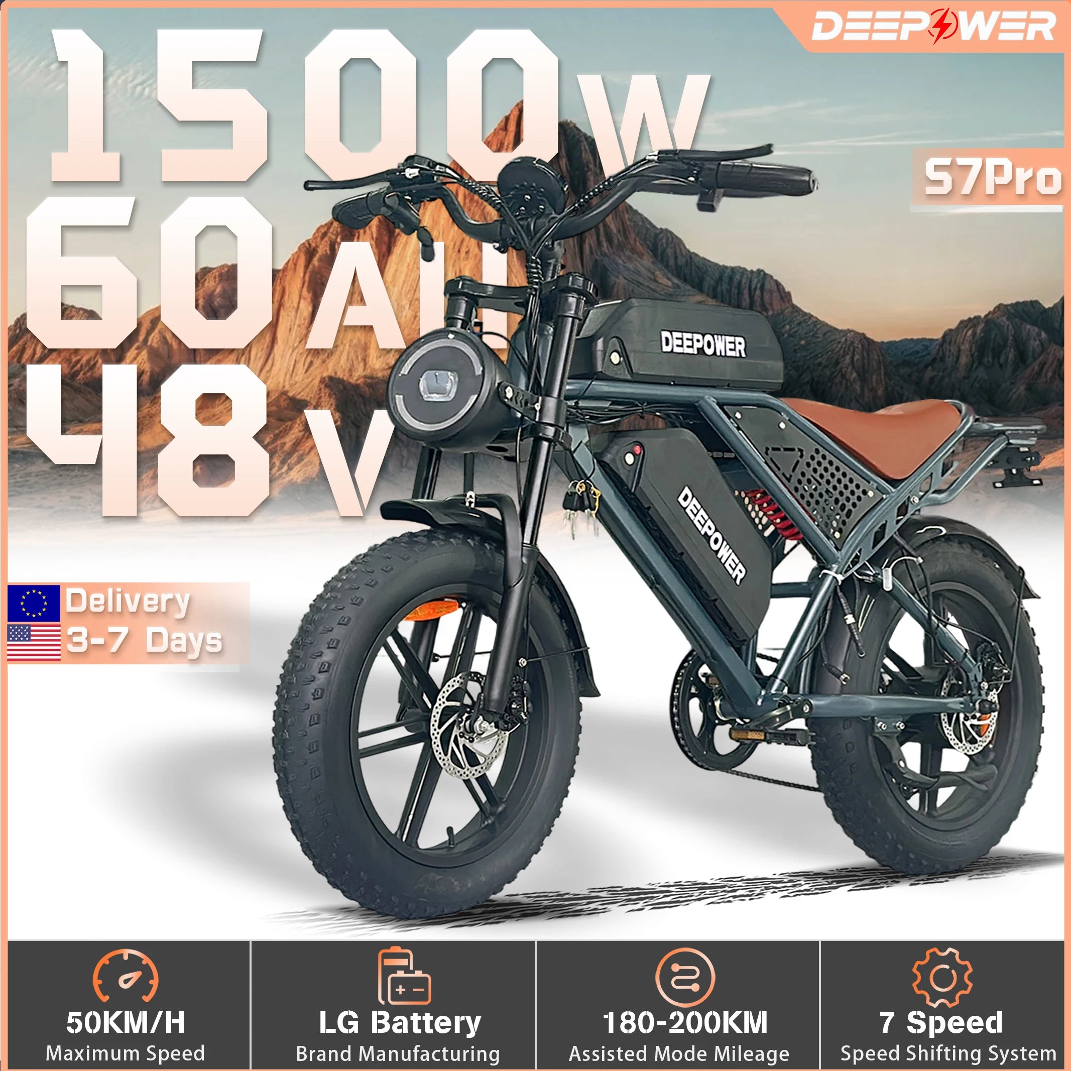1500W Motor 48V Electric All-Terrain Motorcycle