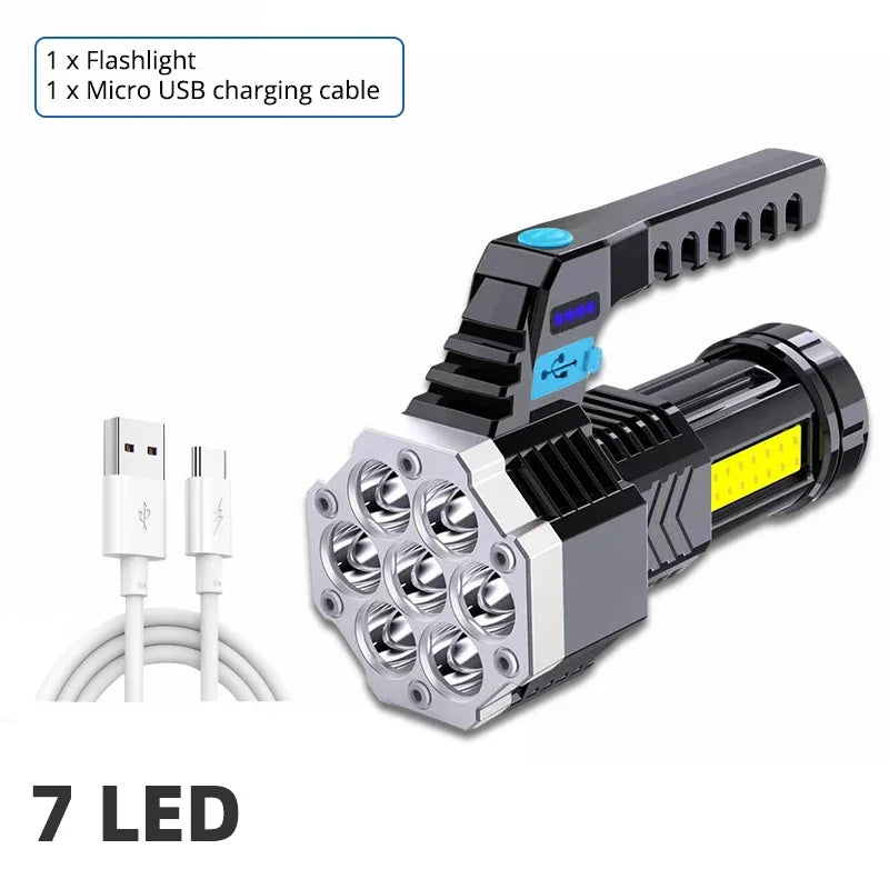 High Power Rechargeable 7 LED Flashlight