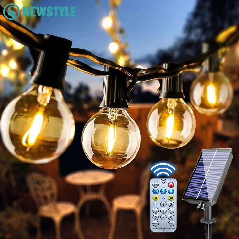 Solar  LED Outdoor String Lights with Remote Controls Patio Light for Garden Decor