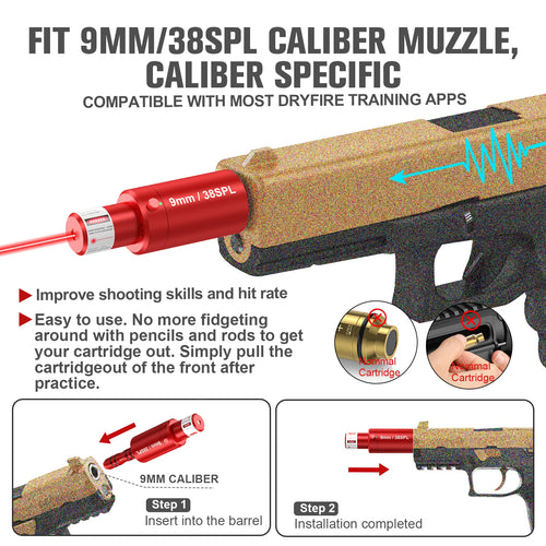 Pistol and rifle dry fire laser 9mm/38SPL laser training tool