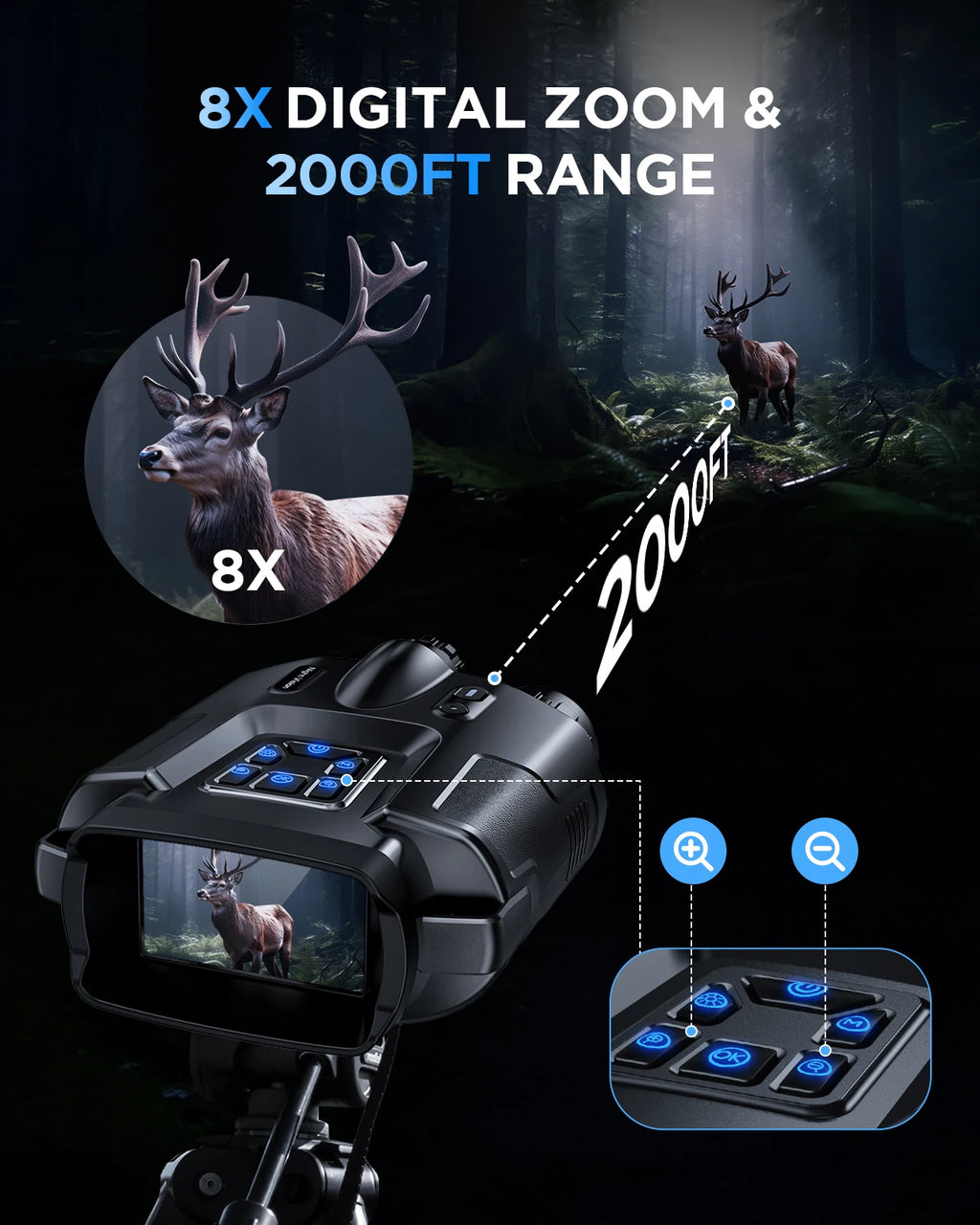 4K Night Vision Binoculars for Adults With Tactical Light,