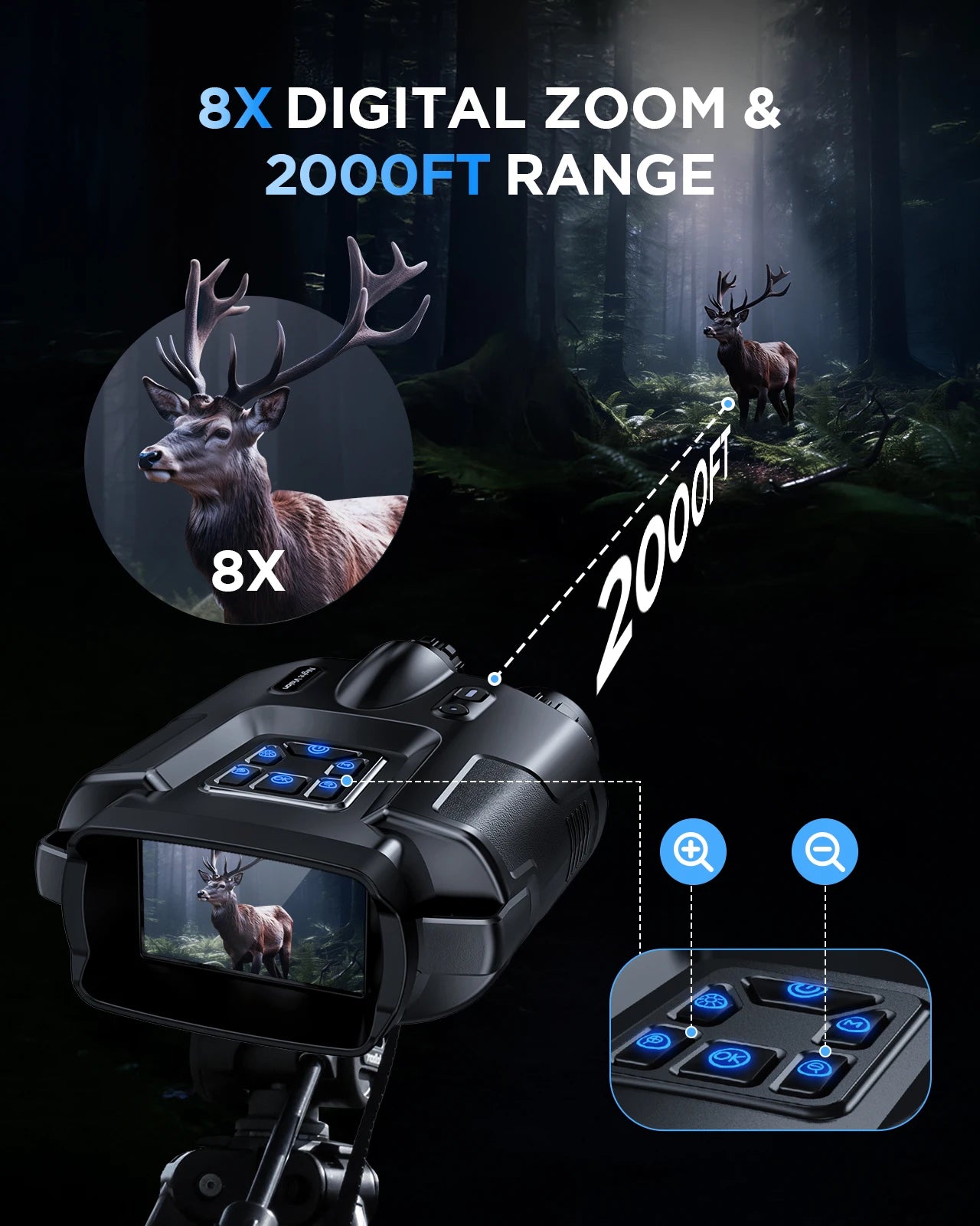 4K Night Vision Binoculars for Adults With Tactical Light,