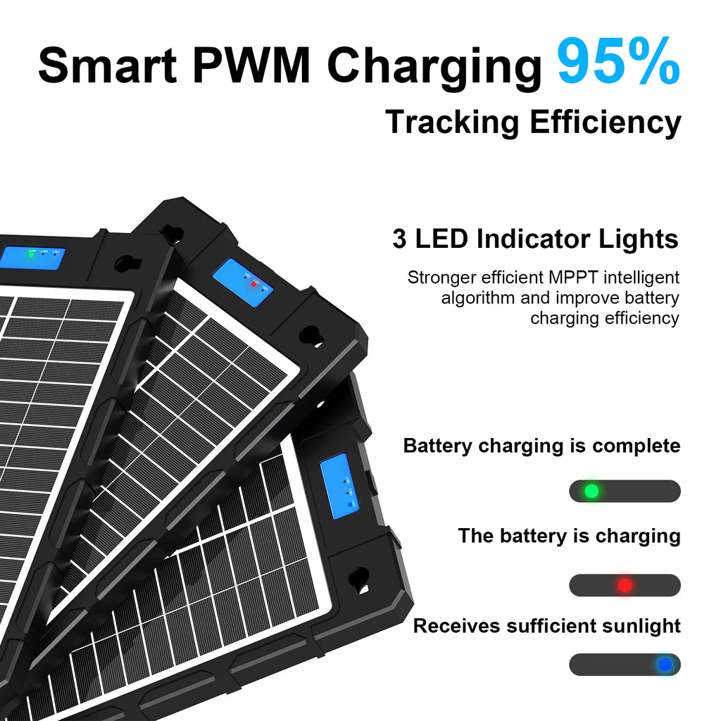 12V Solar Charger for Car Motorcycle Boat RV Batteries Maintenance