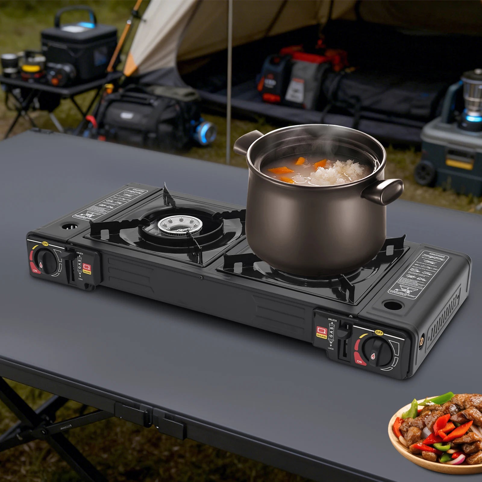 2 Burners Portable Camping Stove,